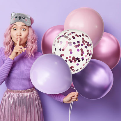 OuMuaMua Pink & Purple Balloons - 62Pcs Latex Balloons for Birthday, Baby Shower & Wedding Decor | 12 Inch