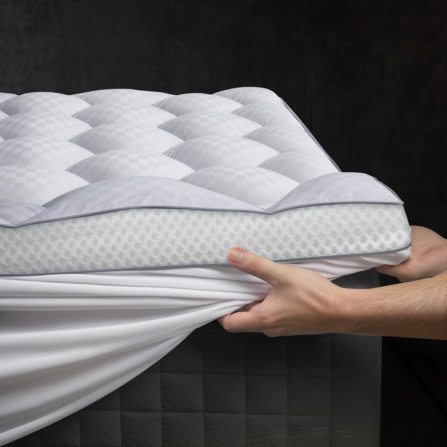 Skiennix 3-Inch Ultra-Fluffy Memory Foam Mattress Topper - Soft Pillow Top for Back Pain | Queen Size with Breathable Air Mesh Sides