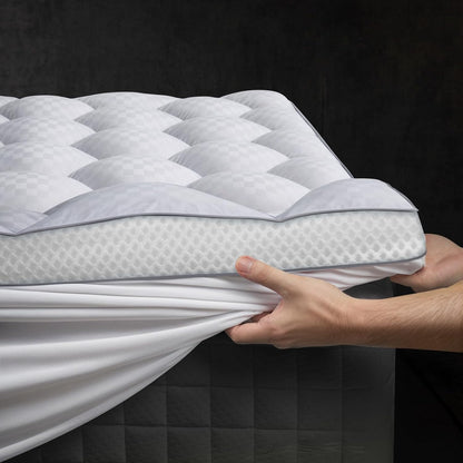 Skiennix 3-Inch Ultra-Fluffy Memory Foam Mattress Topper - Soft Pillow Top for Back Pain | Queen Size with Breathable Air Mesh Sides