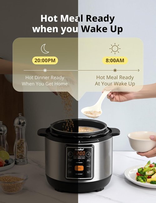 COMFEE’ 7-in-1 Electric Pressure Cooker - Multi-Function Slow Cooker & Steamer, 3 Quart Non-Stick Pot