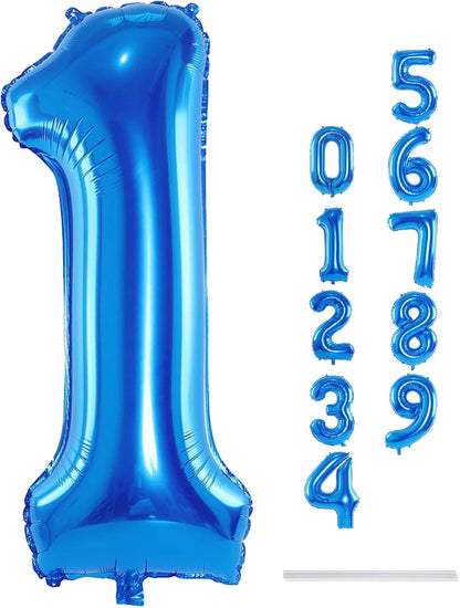 Skiennix 40'' Blue Number 1 Balloon - Giant Self-Inflating Foil for 1st Birthday & Baby Shower Decor