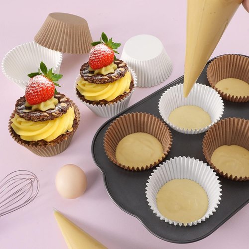 Caperci Jumbo Cupcake Liners - 300-Count Natural Muffin Baking Cups | Upgraded Grease-Proof Paper