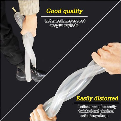 KAWKALSH 260 Clear Long Balloons - Thick Latex Twisting for Animal Shapes | 100pcs for Parties & Events