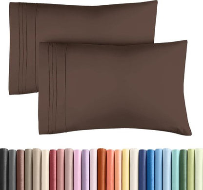 King Standard Pillow Cases - Ultra-Soft Hotel Quality Covers | Fade-Free & Wrinkle Resistant - 2 Piece Set in Brown