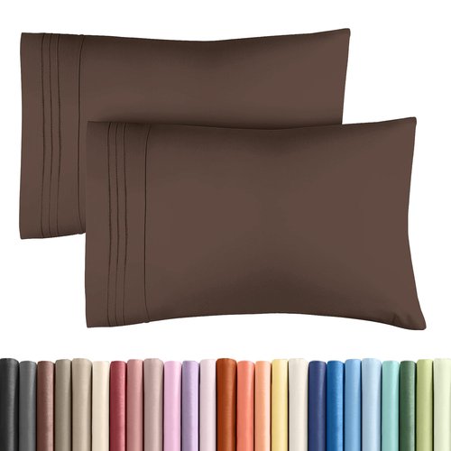 King Standard Pillow Cases Set of 2 - Ultra-Soft Hotel Quality Pillowcase Covers - Comfy, Cozy & Fade Free - Wrinkle Resistant - Machine Washable Pillow Protectors - 2 Piece Set - King Standard Brown