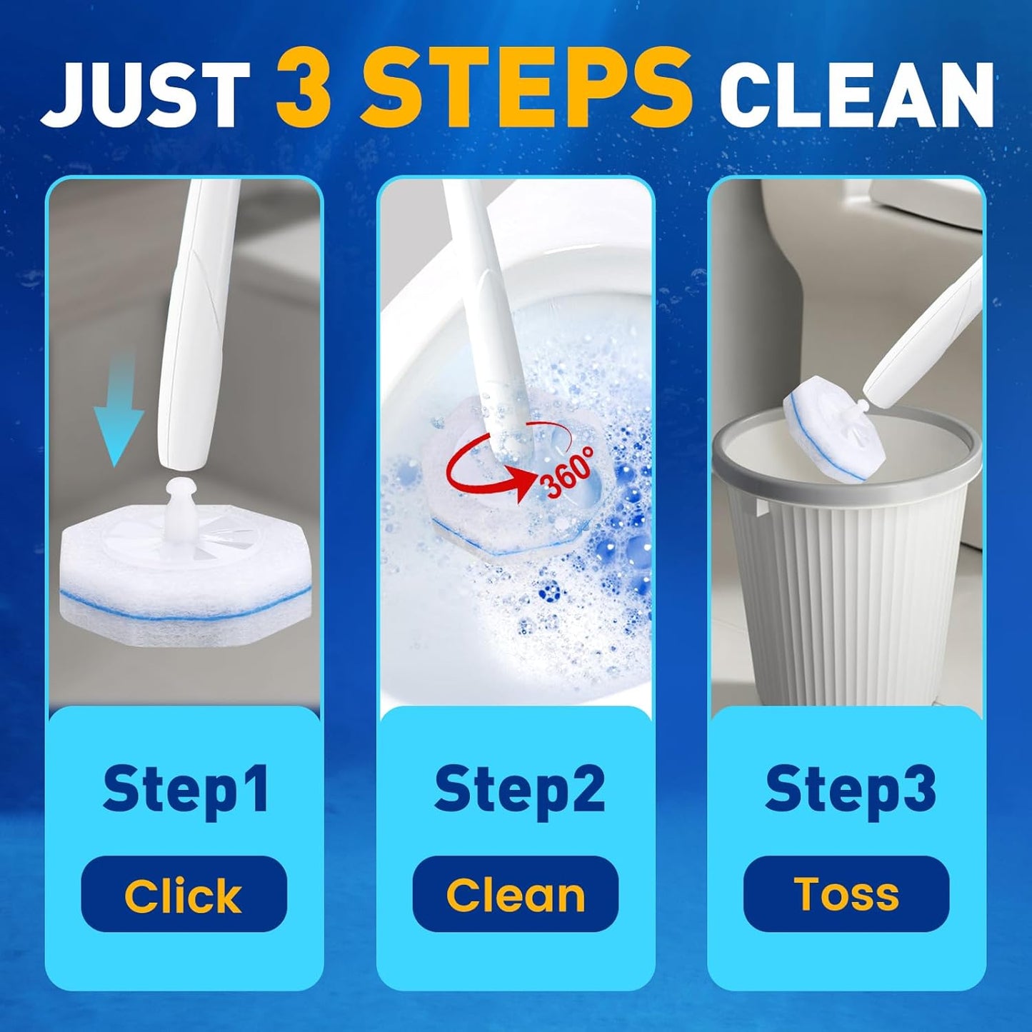 Regine Switzerland Toilet Brush Refills - Disposable Hygienic Scrubber Pads | 150 Count