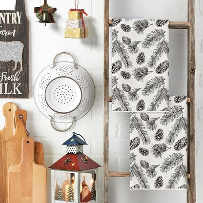 Artoid Mode Kitchen Towels - Brown Pinecone & Pine Branch Design | 18x26 Inch Farmhouse Set of 2