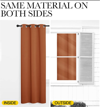 NICETOWN Blackout Curtains - Thermal Insulated Privacy Drapes | Burnt Orange, 42 x 78 Inches, 1 Pair