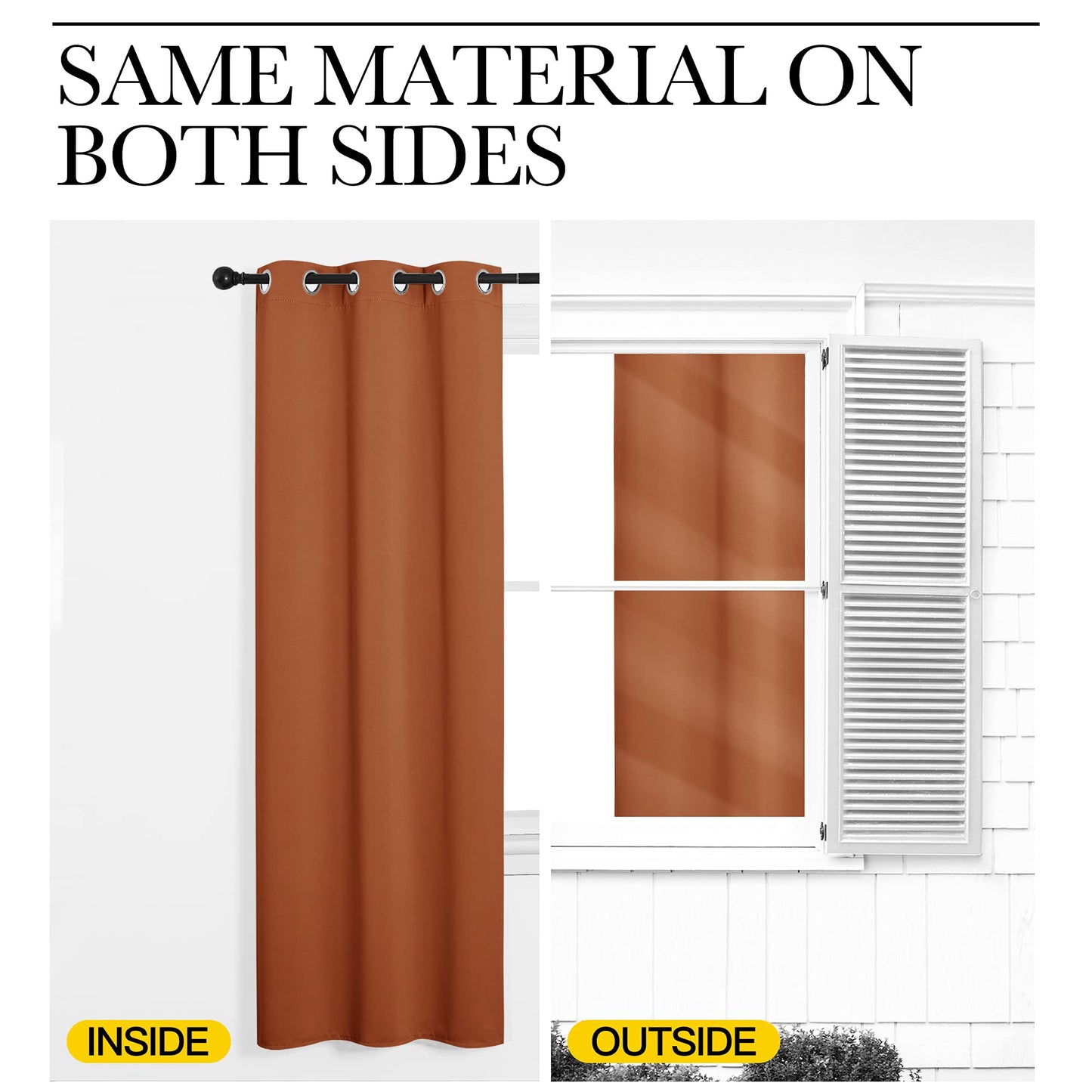 NICETOWN Halloween Room Darkening Drapes for Nursery - Light Blocking Curtain Panels for Bedroom Girl Room, Soft Fabric Window Treatment (Burnt Orange, 42 inches Width by 90 inches Length, 1 Pair)