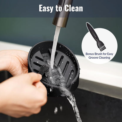 NiHome Silicone Sponge Holder - Auto Draining Organizer for Scrub Daddy & Cleaning Tools | Food-Grade, Dishwasher Safe (Black)