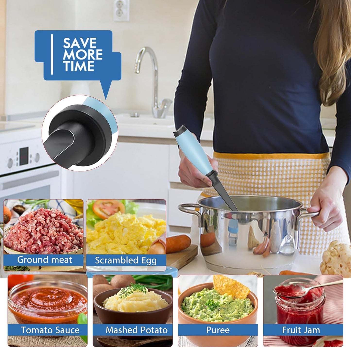 Skiennix Meat Chopper - Heat Resistant Nylon Hamburger Masher for Ground Beef | Aqua Color