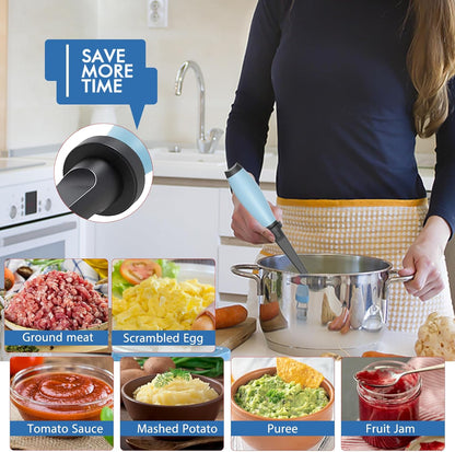 Skiennix Meat Chopper - Heat Resistant Nylon Hamburger Masher for Ground Beef | Aqua Color