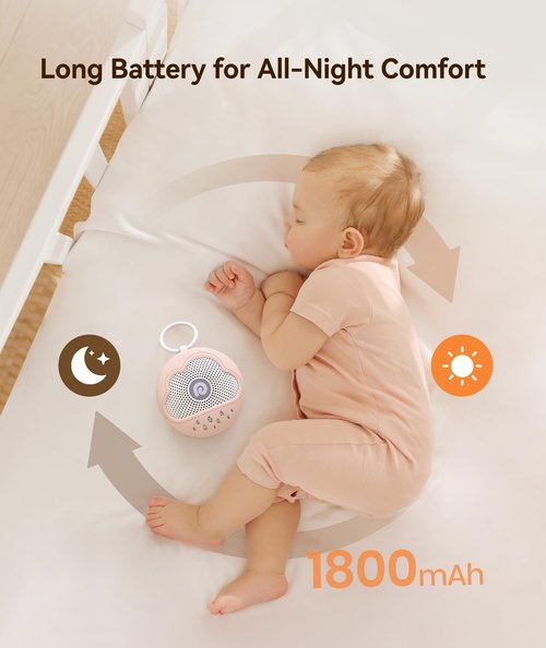 Dreamegg White Noise Machine - Portable Sound Machine Baby with Safe Silicone Cover, Features Powerful Battery, 21 Soothing Sound, Noise Canceling for Sleeping, Baby Registry Gift, Nursery(Pink)
