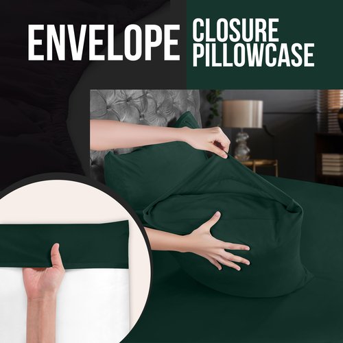 Utopia Bedding Standard Pillow Cases - 4 Pack - Envelope Closure - Soft Brushed Microfiber Fabric - Shrinkage and Fade Resistant Pillow Covers Standard Size 20 X 26 Inches (Standard, Emerald)