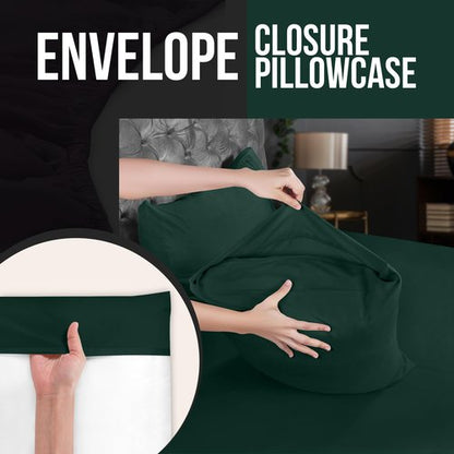 Utopia Bedding Standard Pillow Cases - 4 Pack - Envelope Closure - Soft Brushed Microfiber Fabric - Shrinkage and Fade Resistant Pillow Covers Standard Size 20 X 26 Inches (Standard, Emerald)