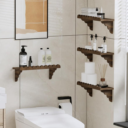 QsQueen Scalloped Wood Wall Shelf - 17-Inch Floating Shelf with Easy Installation for Any Room