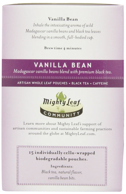 Mighty Leaf Black Tea, Vanilla Bean, 15 Pouches (Pack of 3)