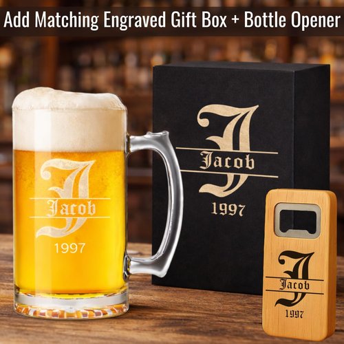 Inscribed Personalized 16 oz Beer Mug by Gifts | Custom Engraved Glass - Unique Gift for Dad, Husband, or Special Occasions