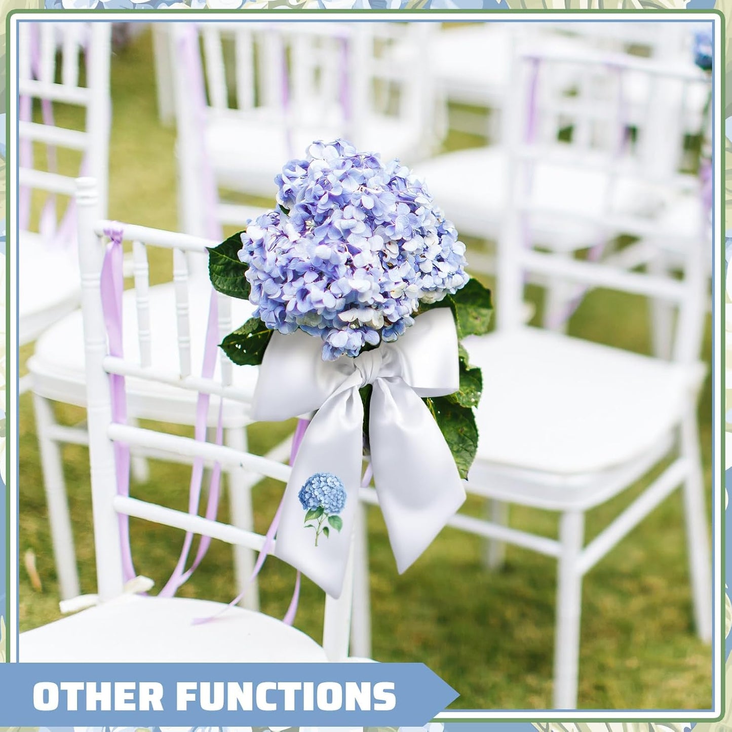 VitalCozy Spring Hydrangea Wreath - Elegant Satin Sash for Monogrammed Decor | Indoor/Outdoor Use