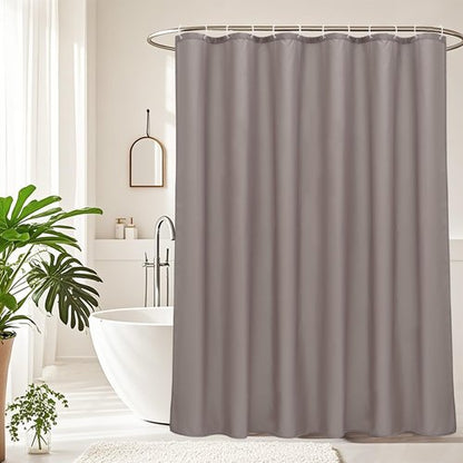 AooHome Extra Long Shower Liner, Fabric Bathroom Curtain with Hooks for Hotel, Weigthed Hem, Water Repellent, 72 x 84 Inch, Chocolate