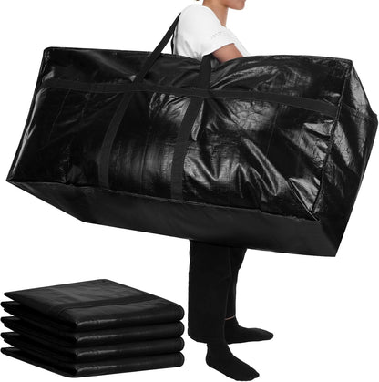 Windyun Extra Large Moving Bags - 57 Gallon Heavy Duty Storage Tote with Strong Zipper Handle | Black, 4 Pack