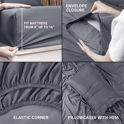 Utopia Bedding Twin XL Bed Sheets Set - Pack of 2 Sheet Sets - Perfect for Spa, Hotel, & Guest Bedroom - Brushed Microfiber - Shrinkage and Fade Resistant - Easy Care (Grey)