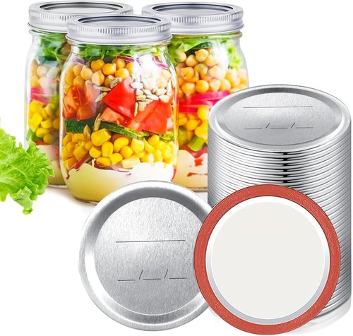48-Pack Canning Lids & Rings by [Brand Name] - Leak-Proof Airtight Mason Jar Lids for Wide Mouth