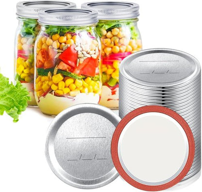 48-Pack Canning Lids & Rings by [Brand Name] - Leak-Proof Airtight Mason Jar Lids for Wide Mouth