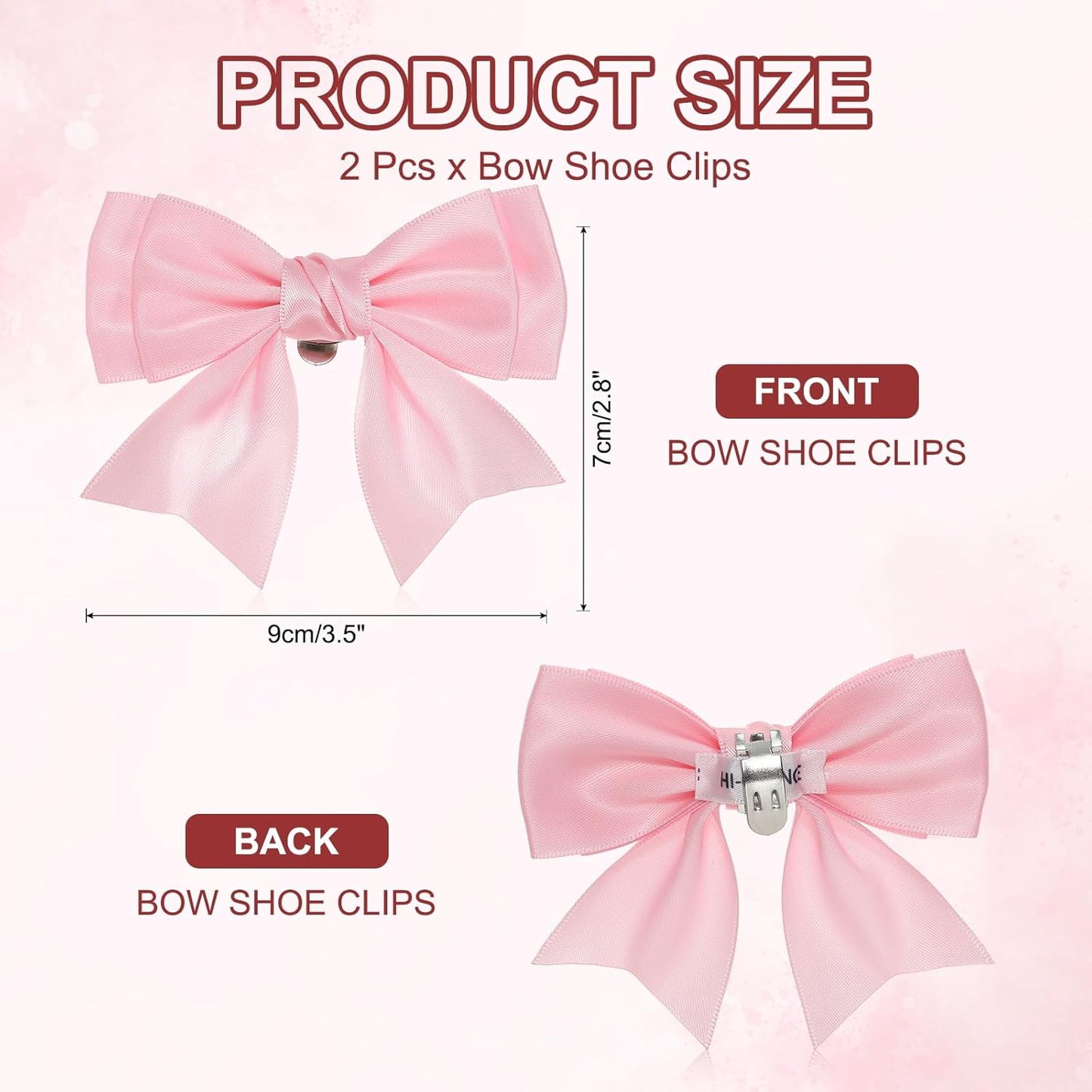 PATIKIL Bow Shoe Clips - Elegant Satin Detachable Bowknot Embellishments | 2 Pcs in Pink for Weddings & Parties