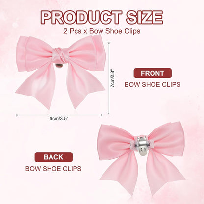 PATIKIL Bow Shoe Clips - Elegant Satin Detachable Bowknot Embellishments | 2 Pcs in Pink for Weddings & Parties