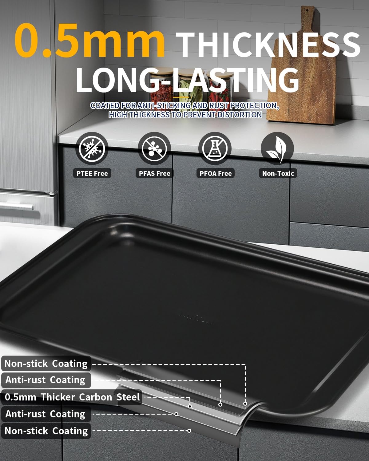 Skiennix Nonstick Baking Pans Set - 19 PCS Stackable Bakeware with Cookie Sheet, Cake Pans & Muffin Pan