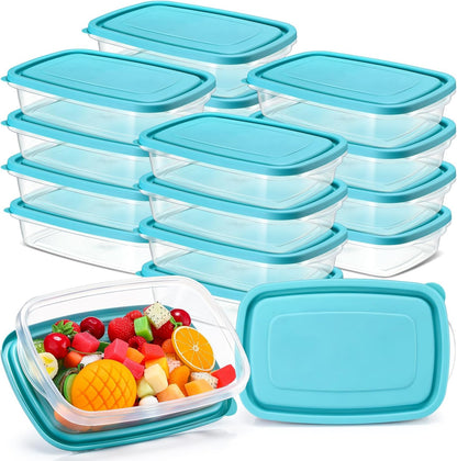 Qinyoung 18-Piece Plastic Food Storage Container Set - 33 Oz | Stackable, Microwave & Dishwasher Safe (Blue)