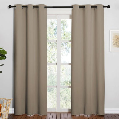 NICETOWN 84 inches Blackout Curtains for Office and Theater, Thermal Insulated Solid Grommet Drapes for Living Room (Taupe, 1 Pair, 42 inches Wide)