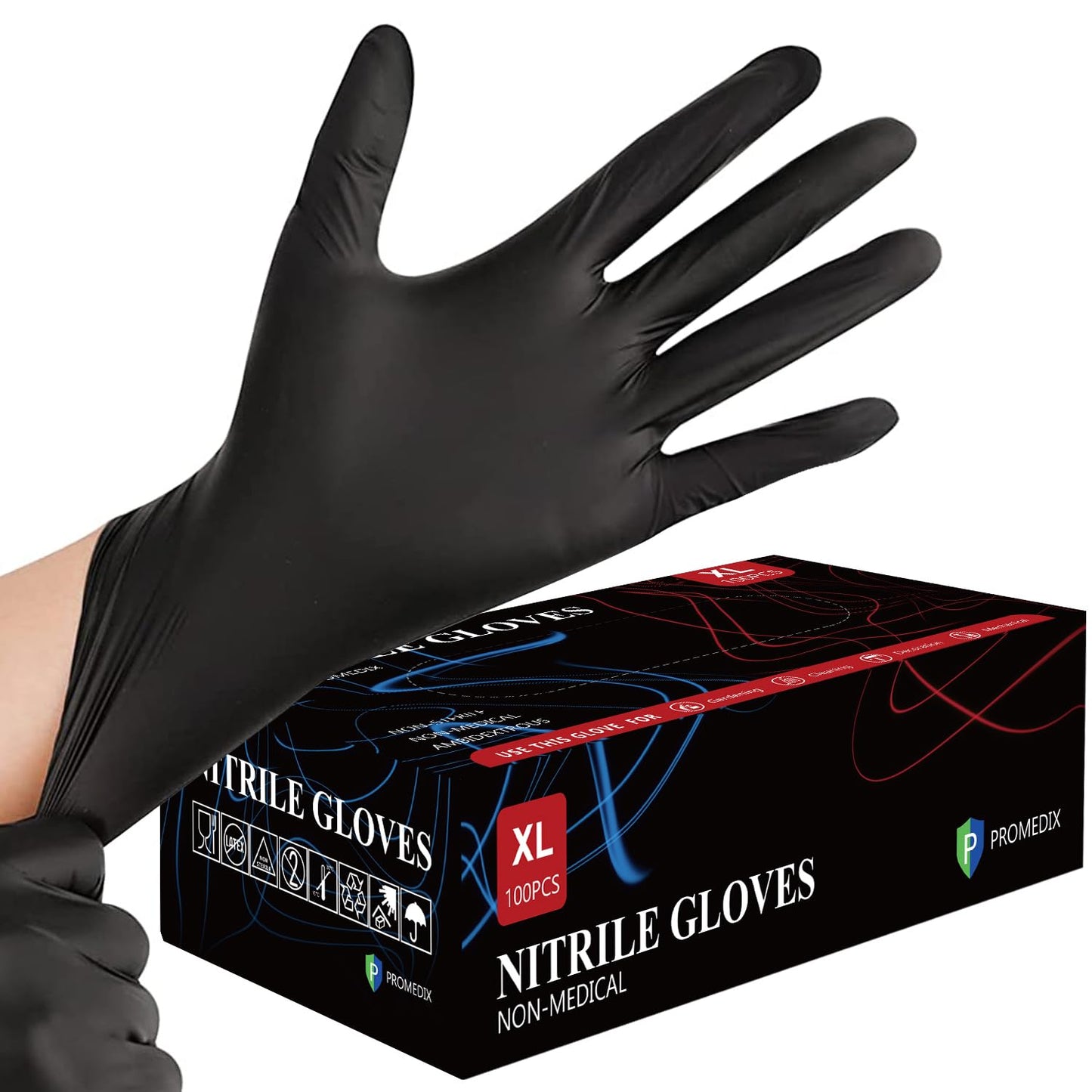 Nitrile Disposable Gloves,4mil-100 Count,Gloves Disposable Latex Free,Powder Free for Cooking,Household,Food safe