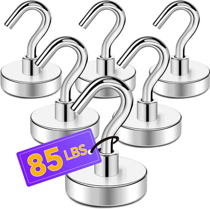 TRYMAG Strong Magnetic Hooks - Heavy Duty 6 Pack for Cruise Cabins, Kitchen, and Storage Solutions