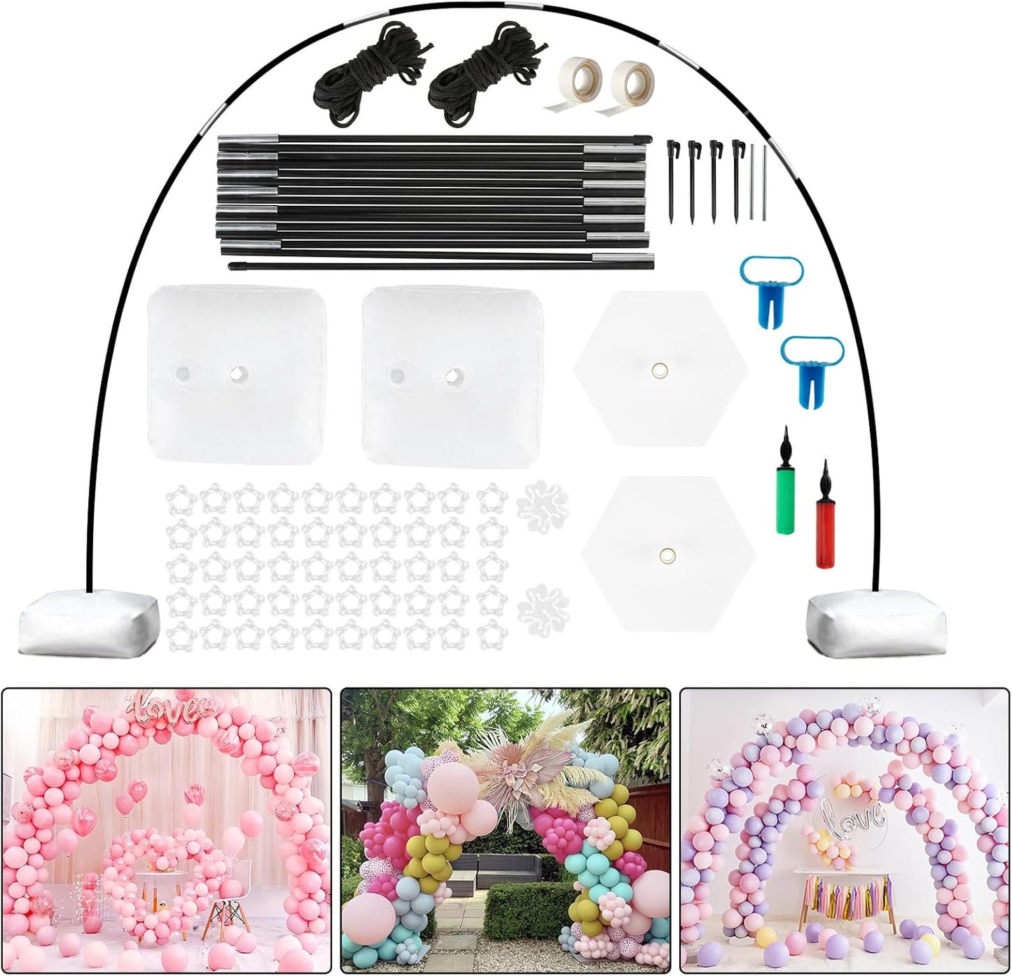 Voircoloria Balloon Arch Kit - 10ft Improved Stand with Base & Pumps for Weddings, Graduations & Parties