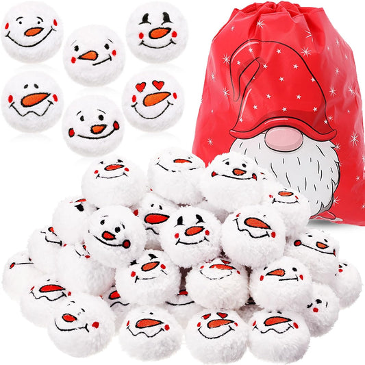 Zubebe Snowball Fun Set - 72 Cute Fake Snowmen Balls for Indoor Winter Parties | 2-Inch Classic Styles