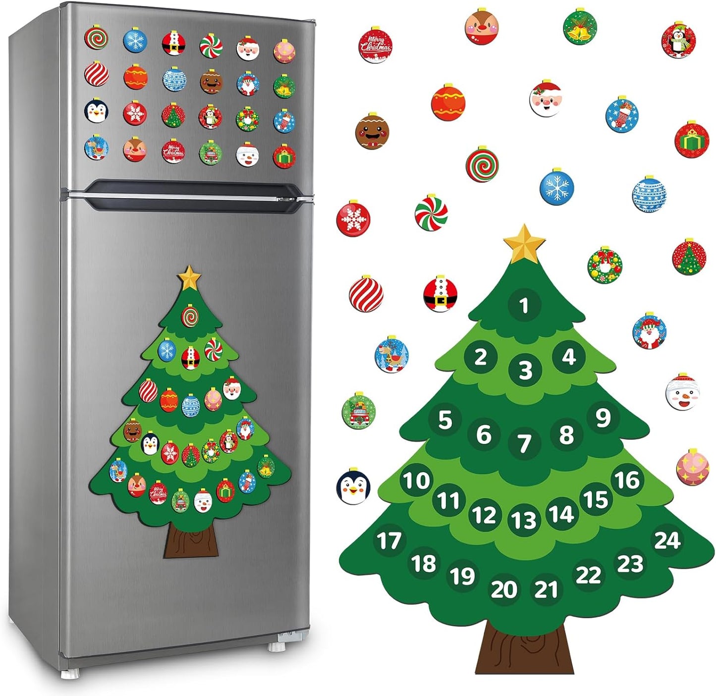 Regine Switzerland Christmas Advent Calendar Magnets - Countdown to Xmas | Tree & Fridge Decor for Kids & Adults