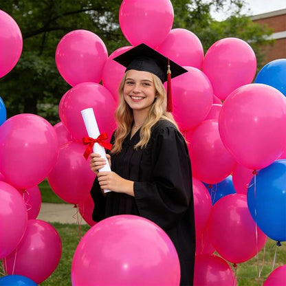 Hot Pink Latex Balloons - 110pcs 12-Inch Balloons for Birthday Party, Baby Shower & Wedding | Includes 2 Ribbons