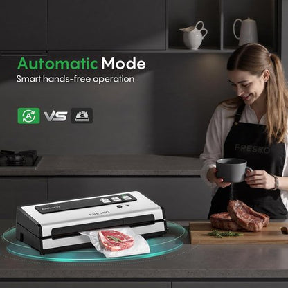 FRESKO Vacuum Sealer Machine - Automatic Bag Detection & 0.2-Inch Heating Strip | Compact Food Sealer Starter Kit