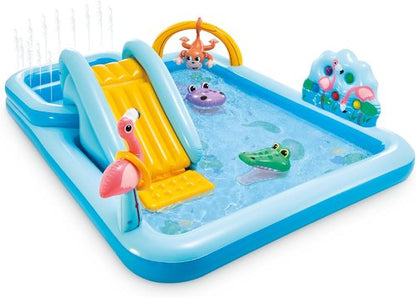 Intex Inflatable Jungle Adventure Play Center - 96" x 78" x 28" Kiddie Pool & Water Slide for Kids