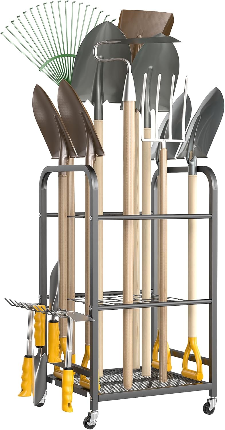 Ultrawall Garden Tool Organizer - Lockable Wheels for Easy Mobility | Versatile Storage Rack for Indoor & Outdoor Use