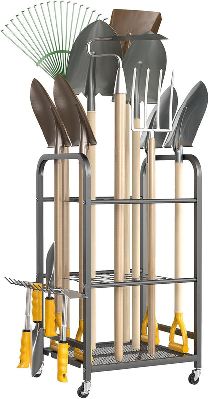 Ultrawall Garden Tool Organizer - Lockable Wheels for Easy Mobility | Versatile Storage Rack for Indoor & Outdoor Use