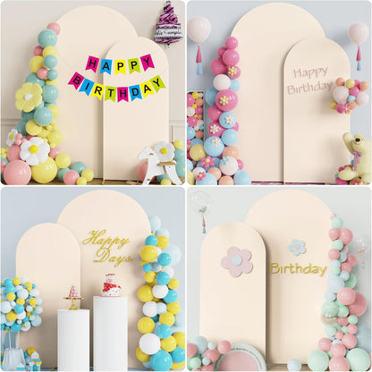 Wokceer Wedding Arch Stand Set - 2 Metal Arches with Beige Covers | 7.2FT & 6FT for Events