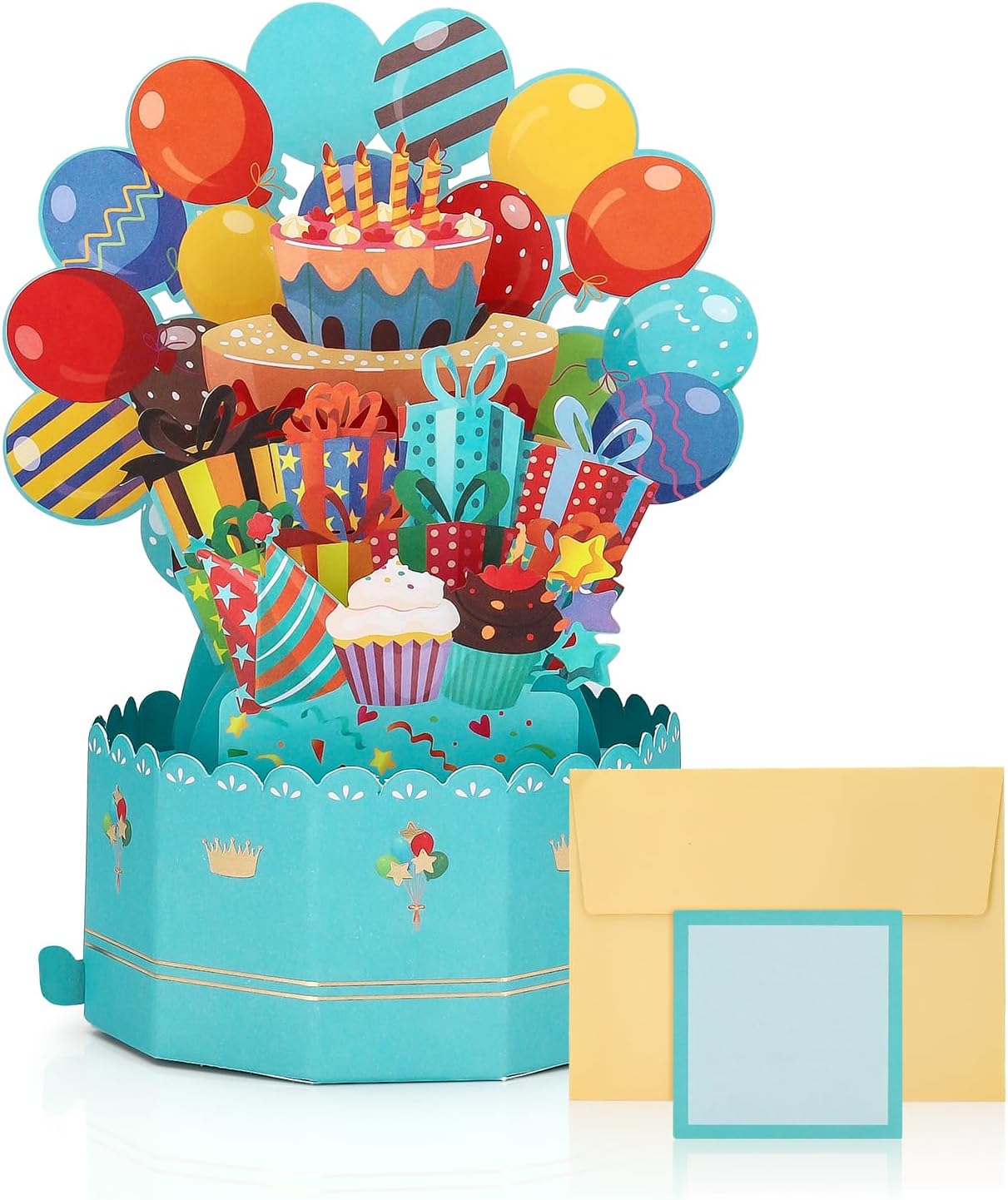 Soleebee 3D Happy Birthday Pop-Up Card - Unique Greeting Card with Blank Note & Envelope