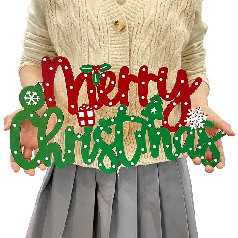 Merry Christmas Wooden Sign - Door Hanging Decor for Indoor & Outdoor