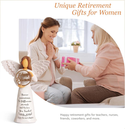 Retirement Gift for Woman, Happy Retirement Gifts for Women Men Teacher Nurse Friend Coworker, Goodbye Farewell Retired Gifts, 6" Retirement Angel Figurine