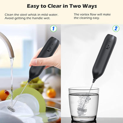 Skiennix Rechargeable Milk Frother Wand - Handheld Electric Whisk for Coffee, Lattes & Cappuccinos | USB-C Foam Maker