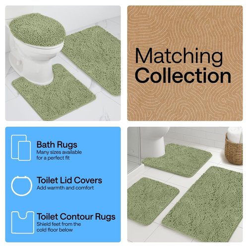 GORILLA GRIP Bath Rug Mat 48x17, Soft Absorbent Chenille, Quick Dry Microfiber Mats, Rubber Backing Washable Shower Floor Rugs, Bathmat Runner, US Designed Bathroom Home Decor Accessories Sage Green