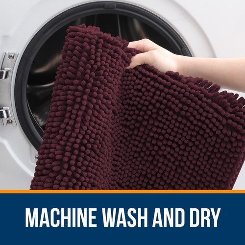 OLANLY Bathroom Rugs 30x20, Extra Soft Absorbent Chenille Bath Rugs, Rubber Backing Quick Dry, Machine Washable Bath Mats for Bathroom Floor, Tub and Shower, Home Decor Accessories, Black Cherry